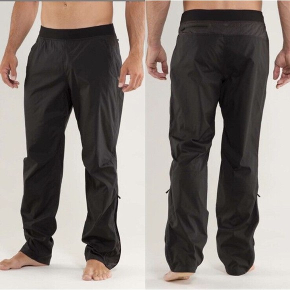lululemon athletica Pants Lululemon Pacific Run Pant Mens Xl Black Reflective Zipper Legs